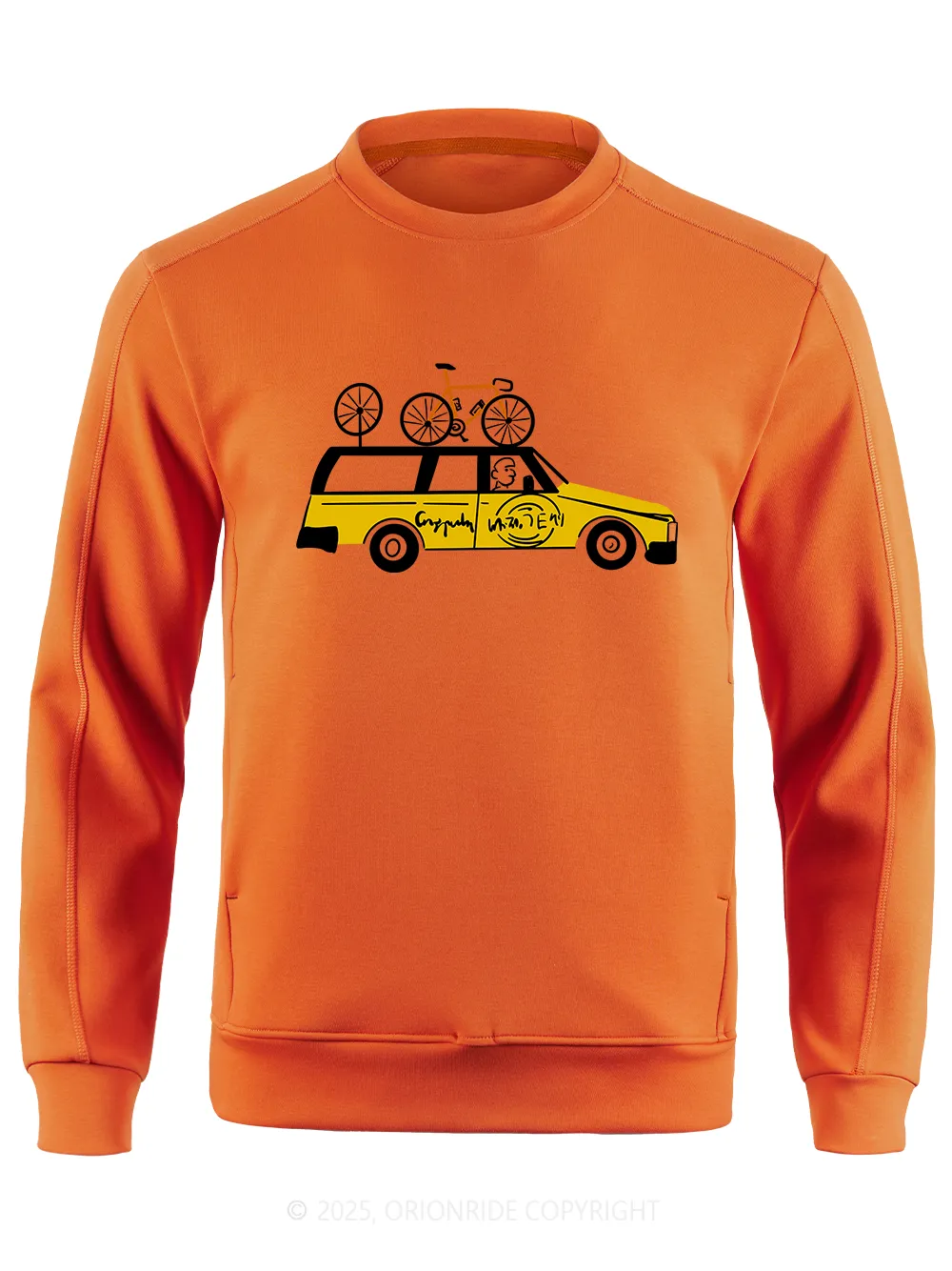 Orionride Yellow Car Long Sleeve Bike Sweatshirt sold by Orionride product image thumbnail 4