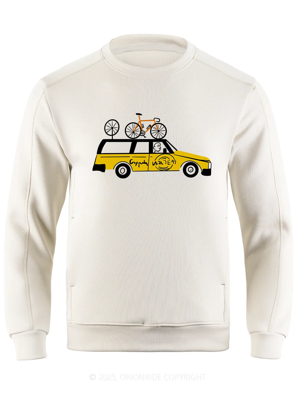 Orionride Yellow Car Long Sleeve Bike Sweatshirt sold by Orionride product image thumbnail 5