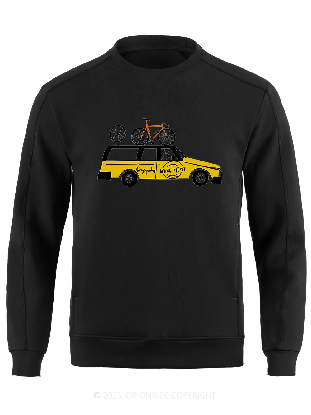 Orionride Yellow Car Long Sleeve Bike Sweatshirt sold by Orionride product image thumbnail 3