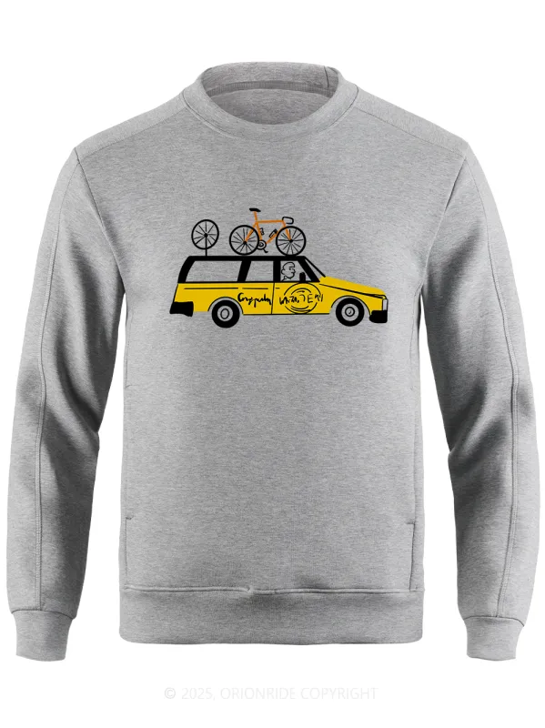 Orionride Yellow Car Long Sleeve Bike Sweatshirt sold by Orionride
