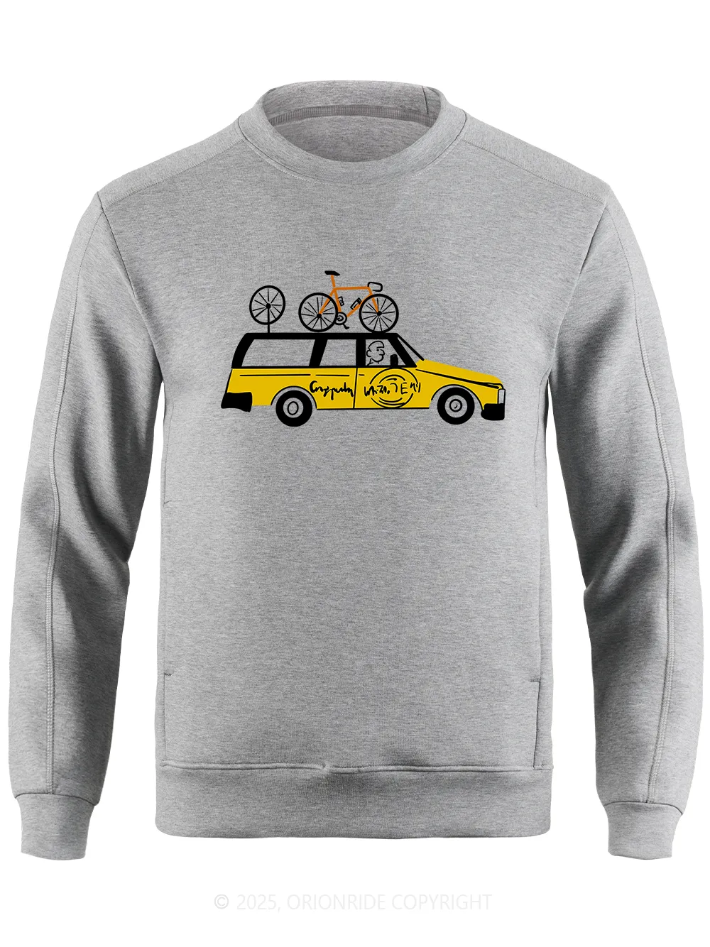 Orionride Yellow Car Long Sleeve Bike Sweatshirt sold by Orionride