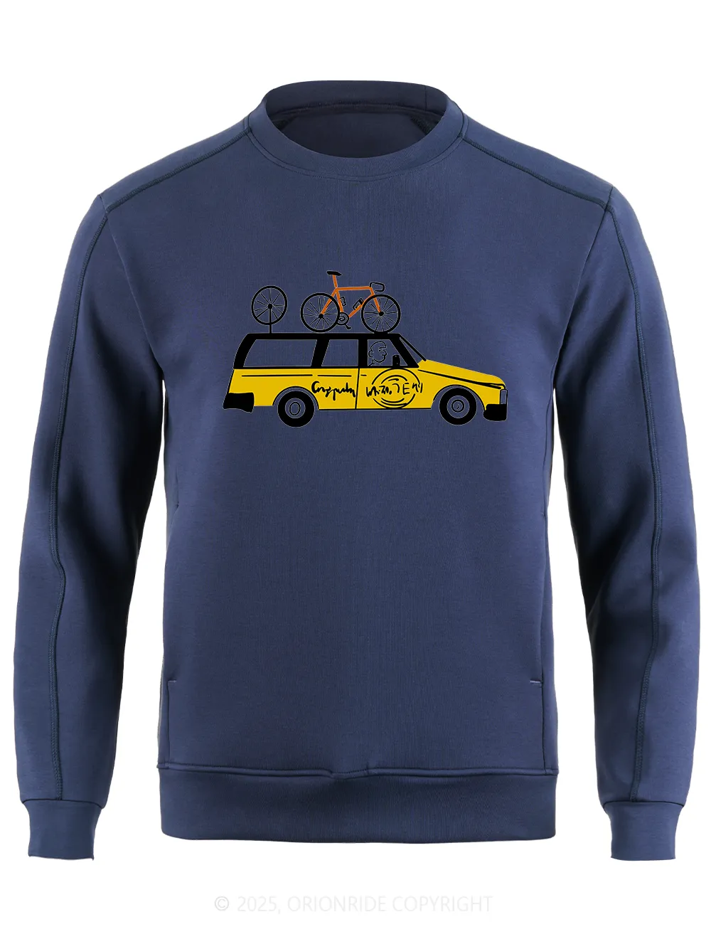 Orionride Yellow Car Long Sleeve Bike Sweatshirt sold by Orionride product image thumbnail 2