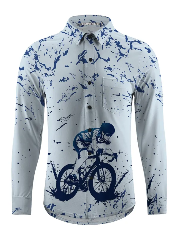 Orionride Ink Art Men's Stretchy Breathable Long Sleeve Gravel Shirt sold by Orionride