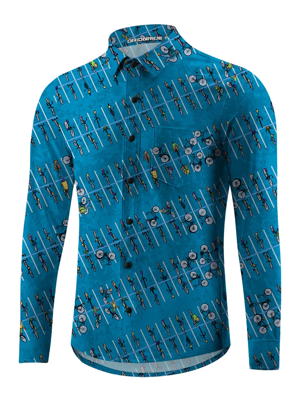 Orionride Bicycle Parking Lot Men's Stretchy Breathable Long Sleeve Gravel Shirt sold by Orionride product image thumbnail 2