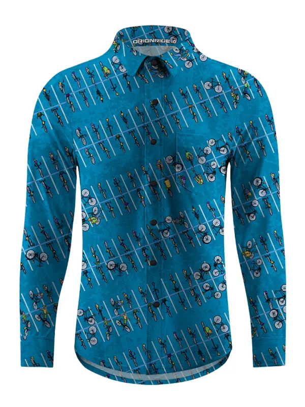 Orionride Bicycle Parking Lot Men's Stretchy Breathable Long Sleeve Gravel Shirt sold by Orionride