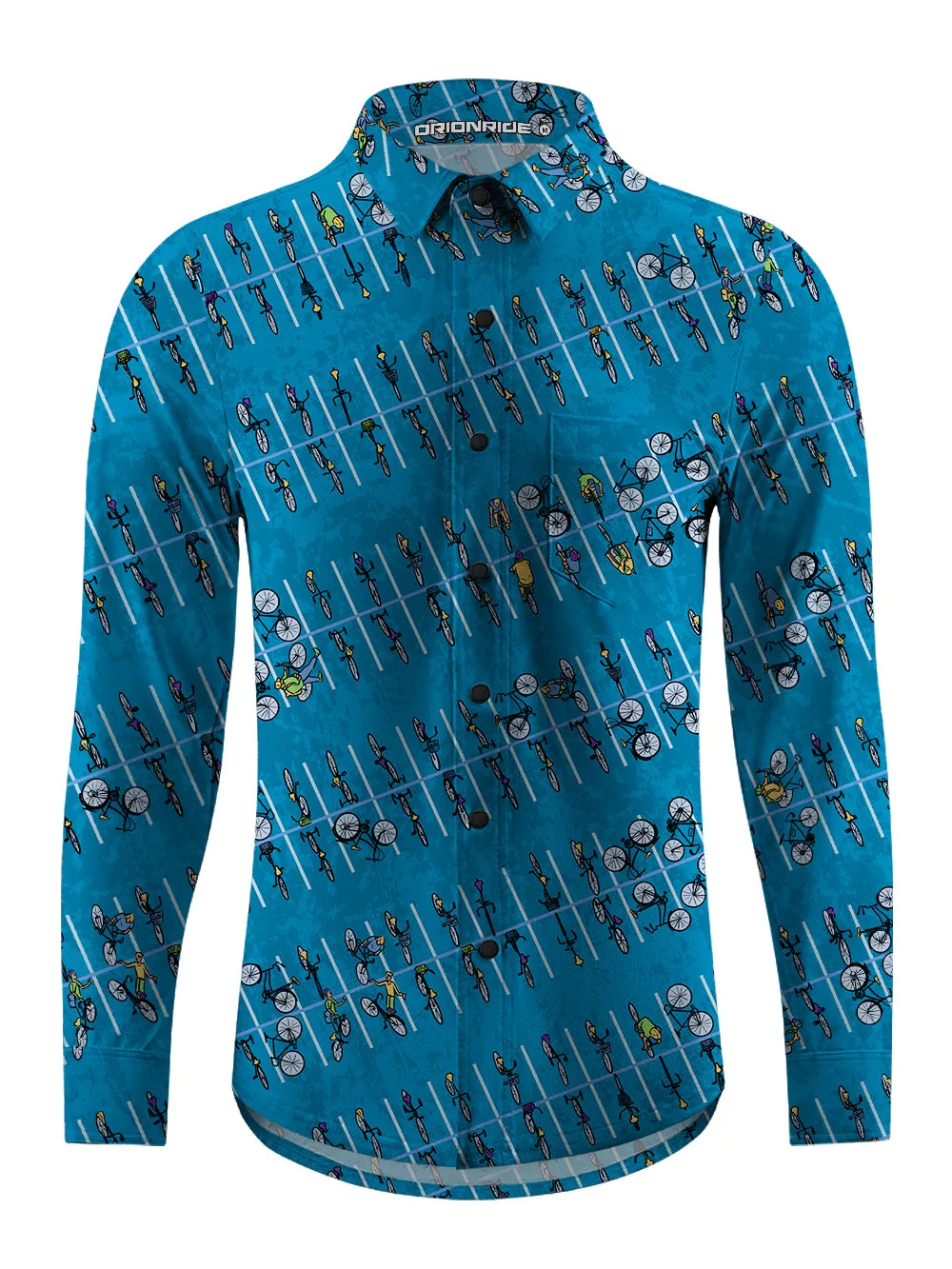 Orionride Bicycle Parking Lot Men's Stretchy Breathable Long Sleeve Gravel Shirt sold by Orionride