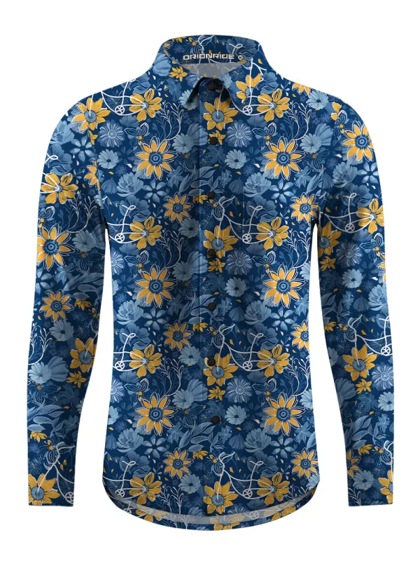 Orionride Flower Paradise Men's Stretchy Breathable Long Sleeve Gravel Shirt sold by Orionride