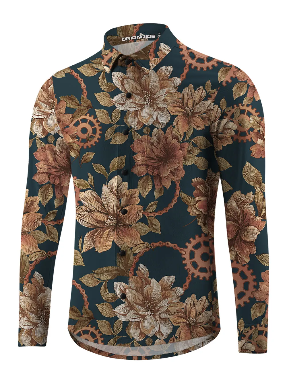 Orionride Memory Of Flowers Men's Stretchy Breathable Long Sleeve Gravel Shirt sold by Orionride product image thumbnail 2