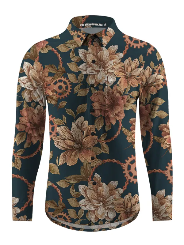 Orionride Memory Of Flowers Men's Stretchy Breathable Long Sleeve Gravel Shirt sold by Orionride