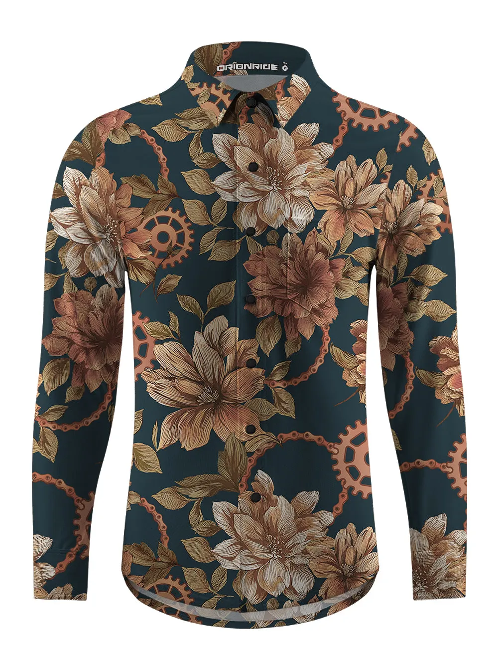 Orionride Memory Of Flowers Men's Stretchy Breathable Long Sleeve Gravel Shirt sold by Orionride