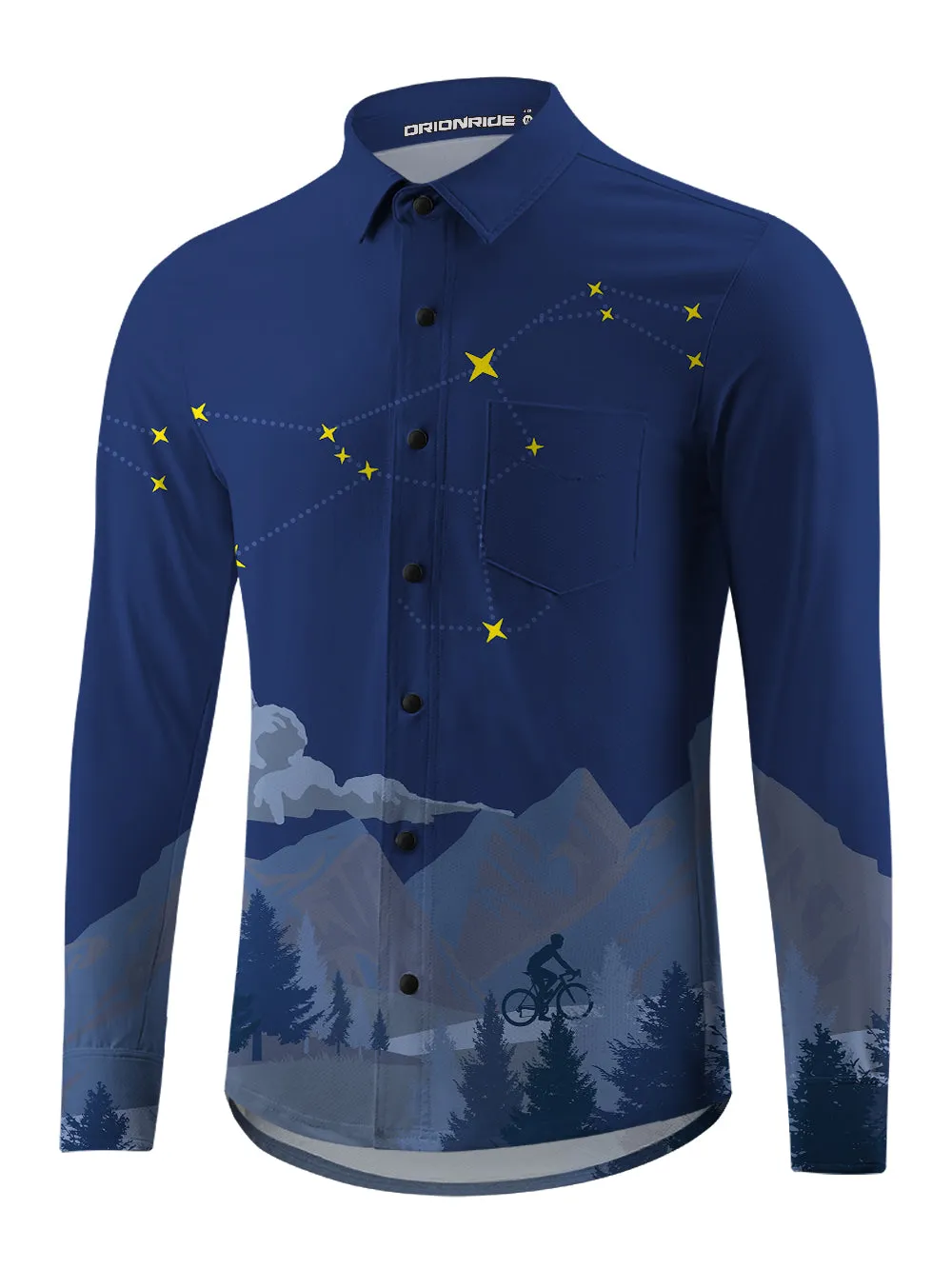 Orionride Cycling Under The Stars Men's Stretchy Breathable Long Sleeve Gravel Shirt sold by Orionride product image thumbnail 2