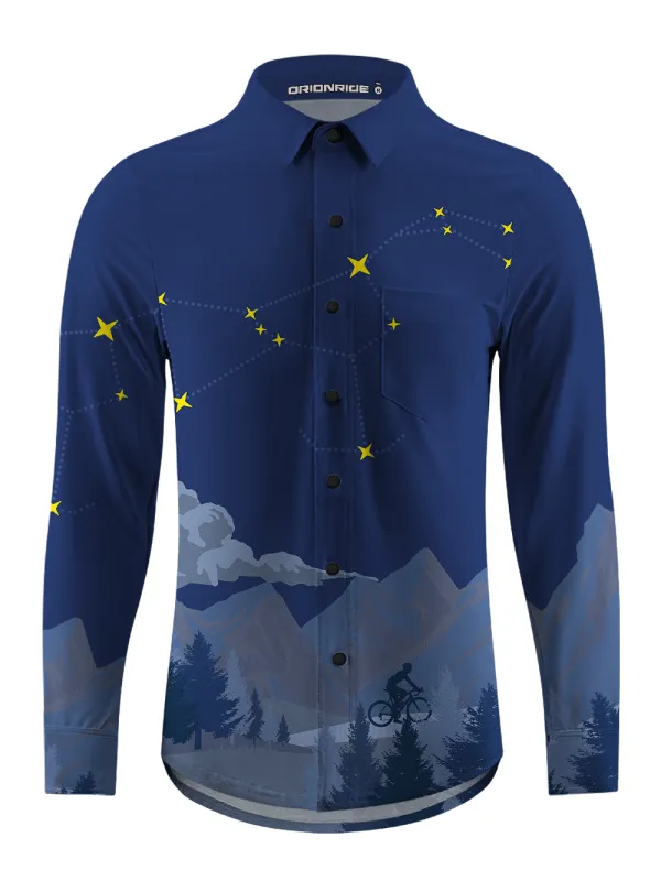Orionride Cycling Under The Stars Men's Stretchy Breathable Long Sleeve Gravel Shirt sold by Orionride