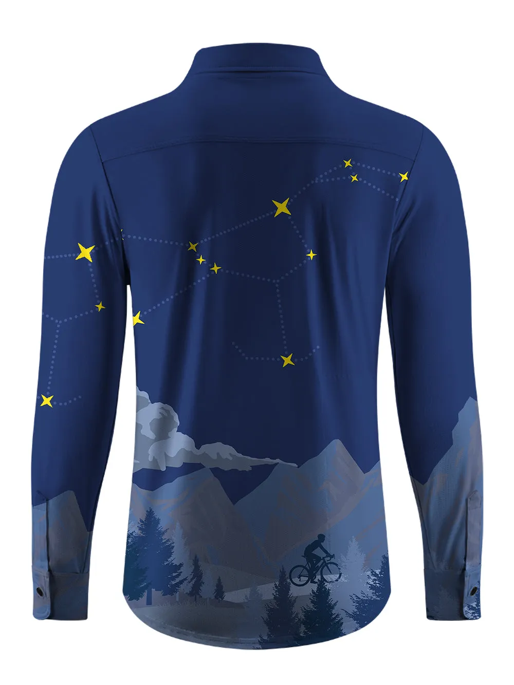 Orionride Cycling Under The Stars Men's Stretchy Breathable Long Sleeve Gravel Shirt sold by Orionride product image thumbnail 3