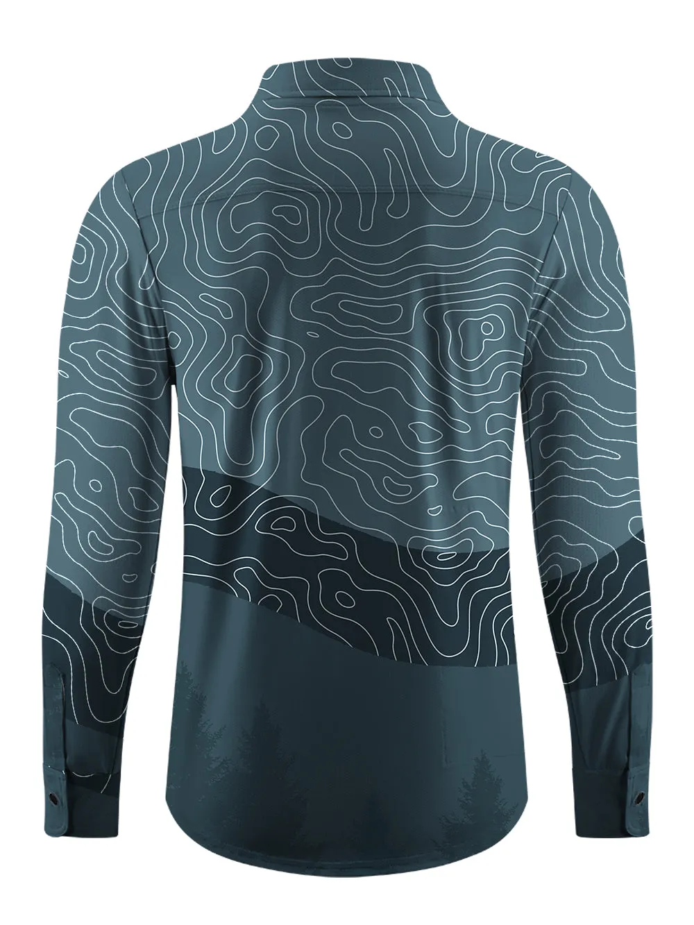 Orionride Challenging Contour Lines Men's Stretchy Breathable Long Sleeve Gravel Shirt sold by Orionride product image thumbnail 3