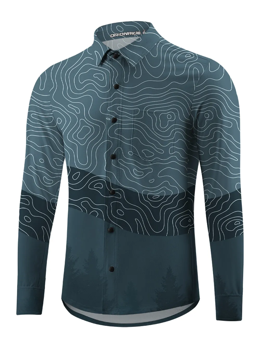 Orionride Challenging Contour Lines Men's Stretchy Breathable Long Sleeve Gravel Shirt sold by Orionride product image thumbnail 2