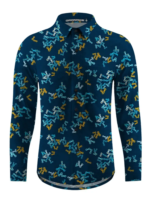 Orionride Interwoven Chains Men's Stretchy Breathable Long Sleeve Gravel Shirt sold by Orionride