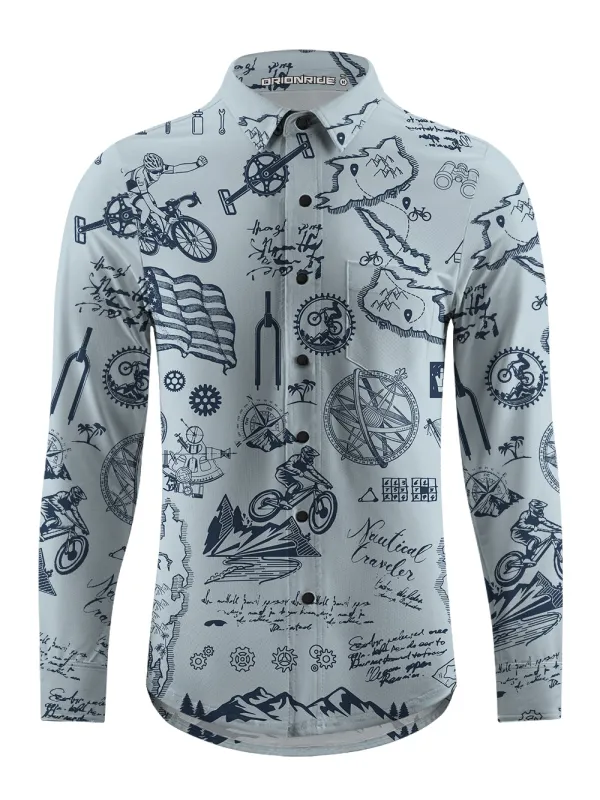 Orionride Go Travel Men's Stretchy Breathable Long Sleeve Gravel Shirt sold by Orionride