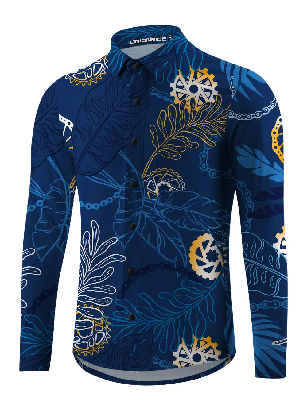 Orionride Watercolor Leaves Men's Stretchy Breathable Long Sleeve Gravel Shirt sold by Orionride product image thumbnail 2