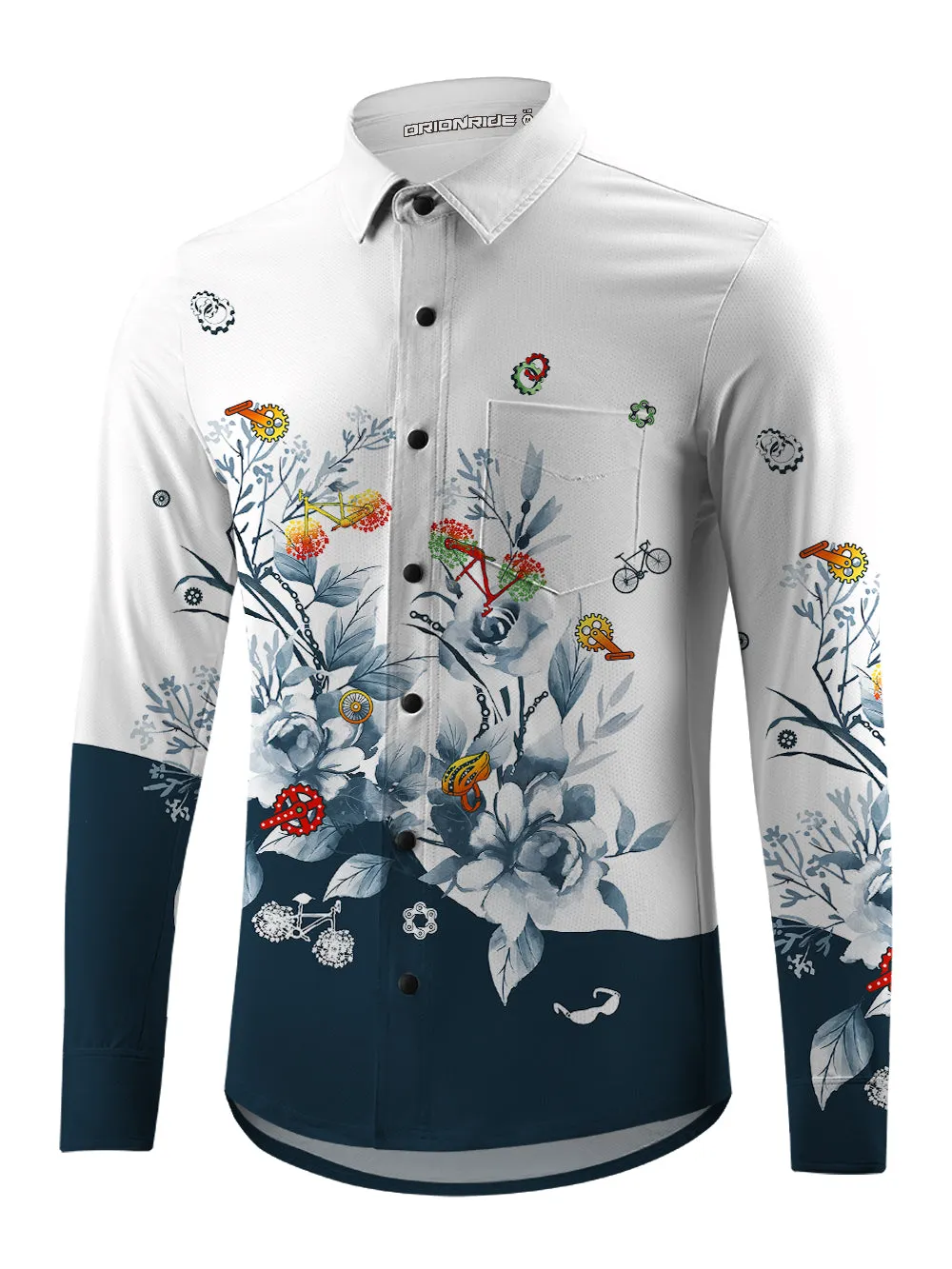 Orionride Ink Painting Men's Stretchy Breathable Long Sleeve Gravel Shirt sold by Orionride product image thumbnail 2