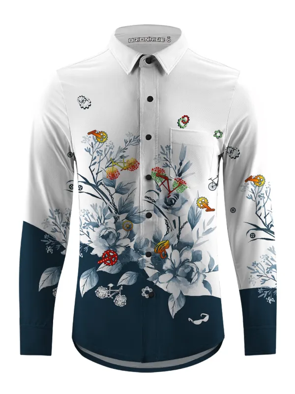 Orionride Ink Painting Men's Stretchy Breathable Long Sleeve Gravel Shirt sold by Orionride