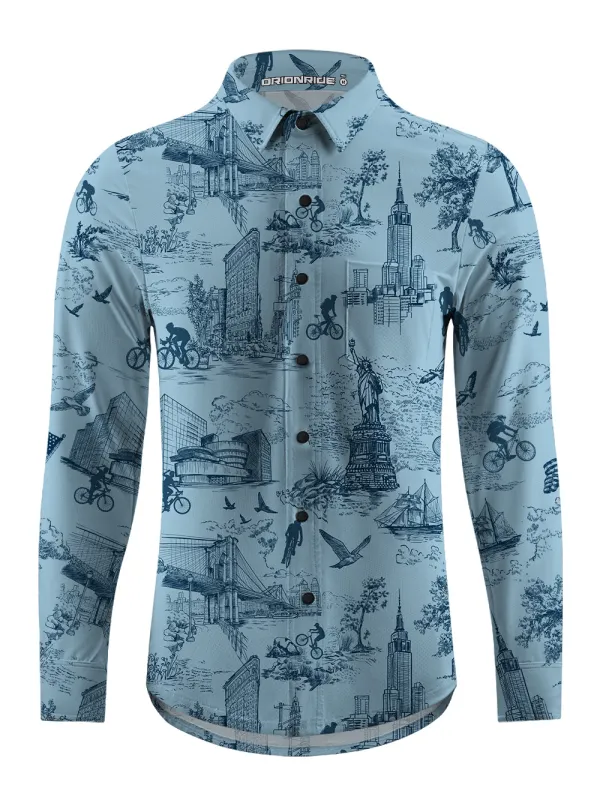 Orionride New York Diary Men's Stretchy Breathable Long Sleeve Gravel Shirt sold by Orionride