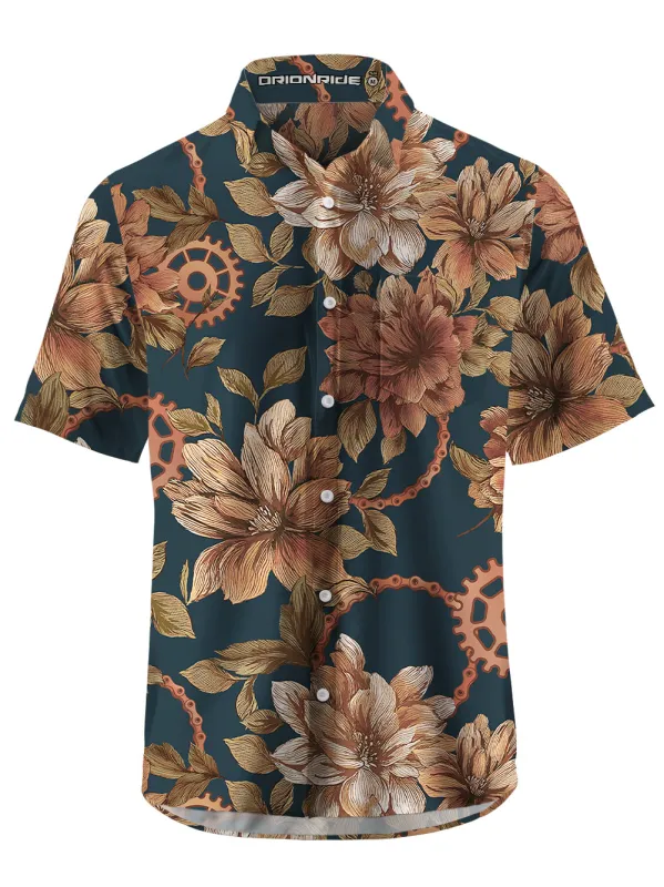 Orionride Memory Of Flowers Zipper Pockets Ultra Lightweight Short Sleeves Gravel Shirt sold by Orionride