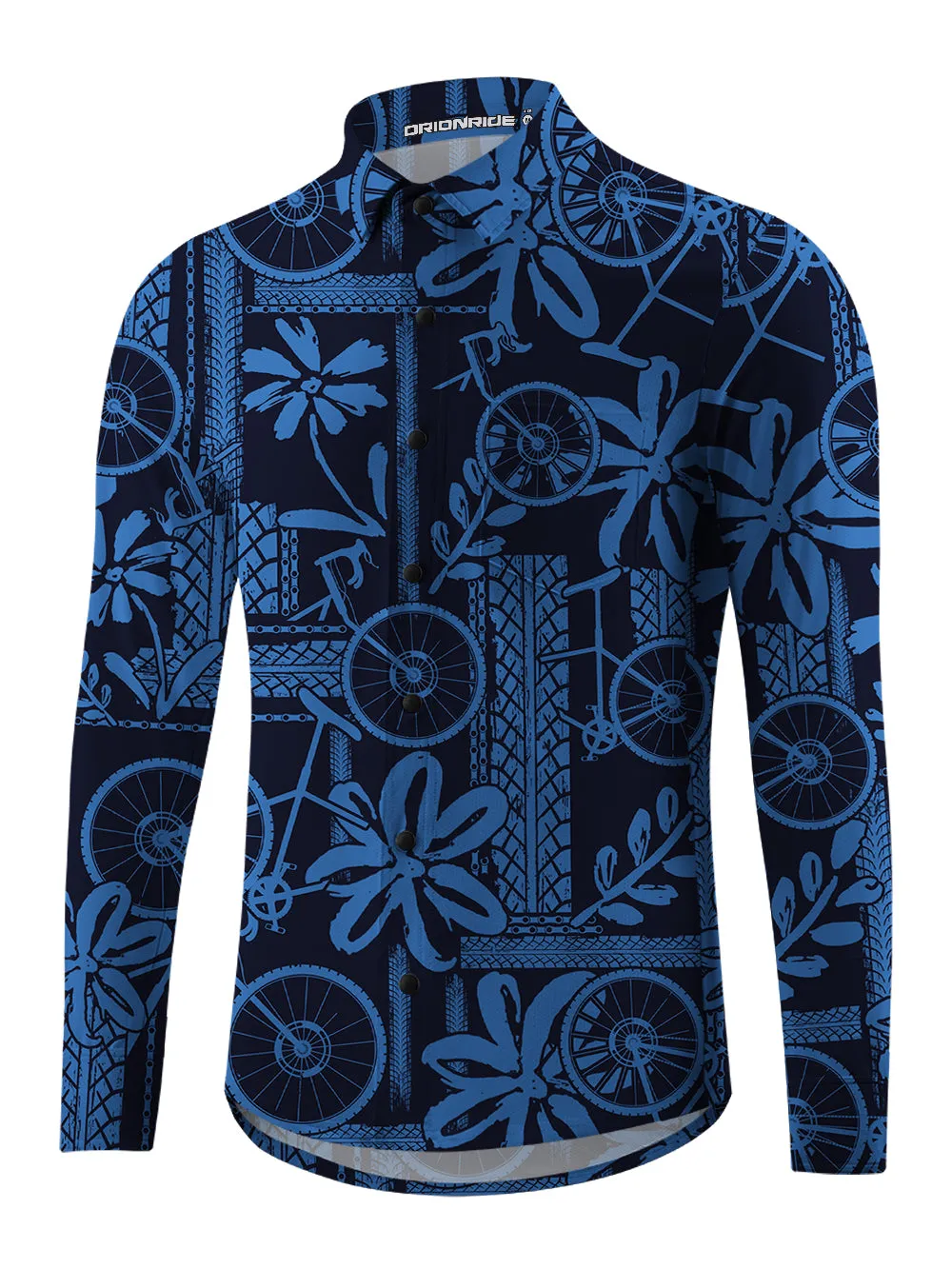 Orionride Wheel Marks Men's Stretchy Breathable Long Sleeve Gravel Shirt sold by Orionride product image thumbnail 2