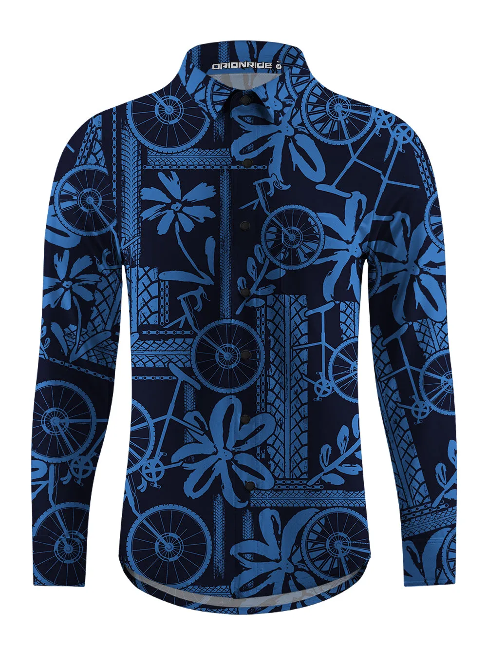 Orionride Wheel Marks Men's Stretchy Breathable Long Sleeve Gravel Shirt sold by Orionride