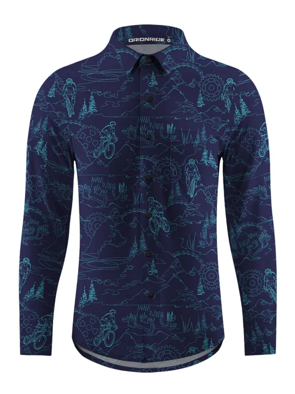 Orionride Line World Men's Stretchy Breathable Long Sleeve Gravel Shirt sold by Orionride