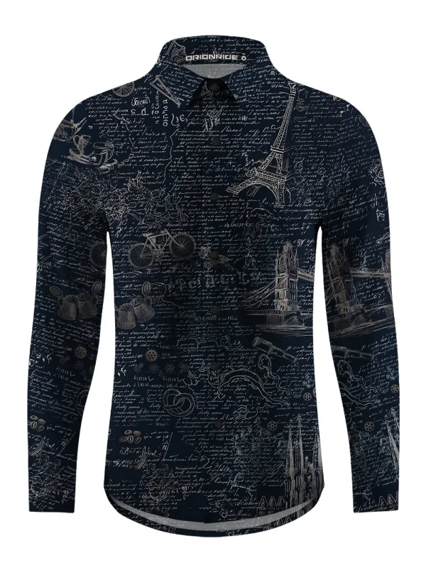 Orionride Paris News Men's Stretchy Breathable Long Sleeve Gravel Shirt sold by Orionride