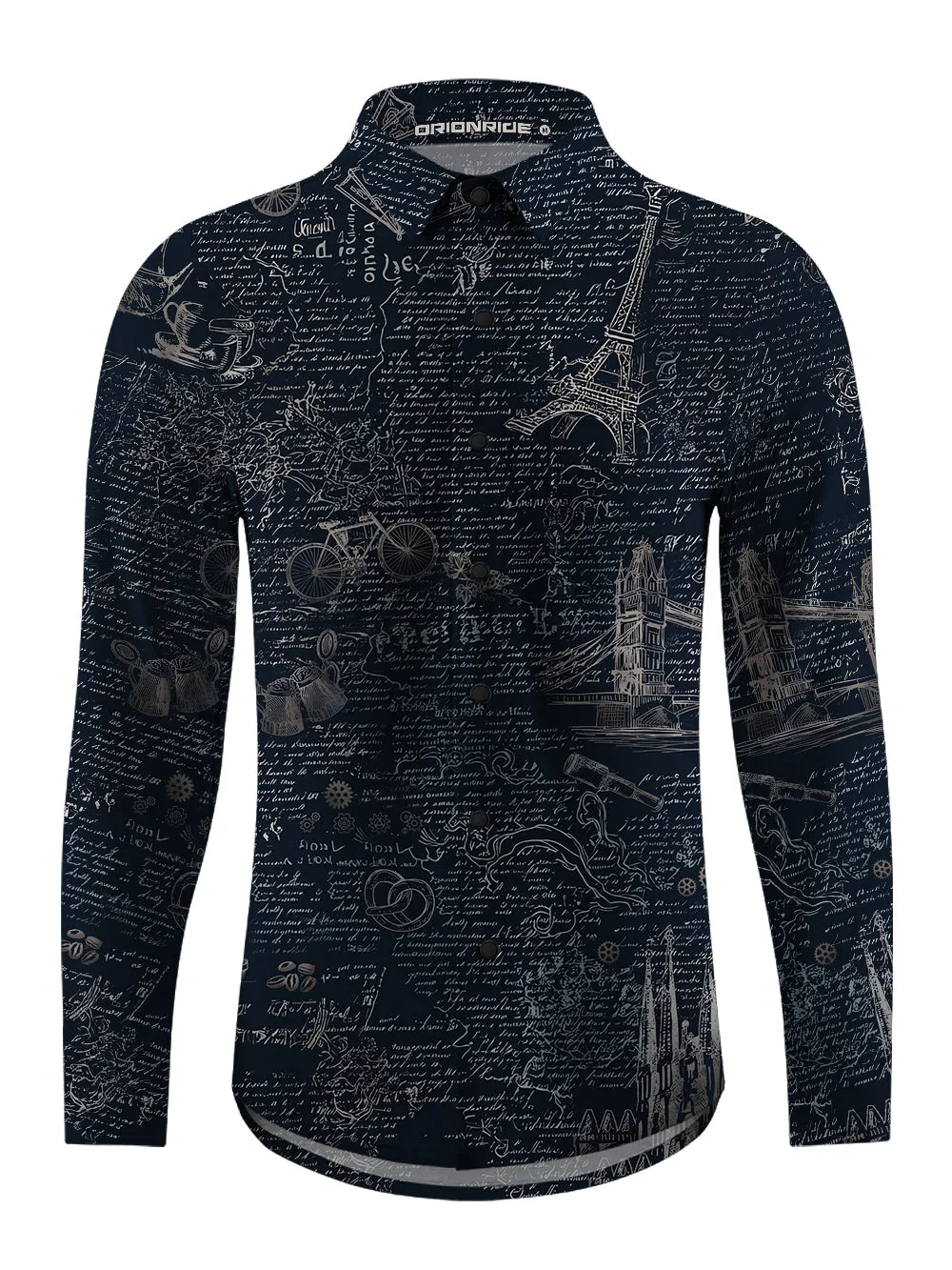 Orionride Paris News Men's Stretchy Breathable Long Sleeve Gravel Shirt sold by Orionride