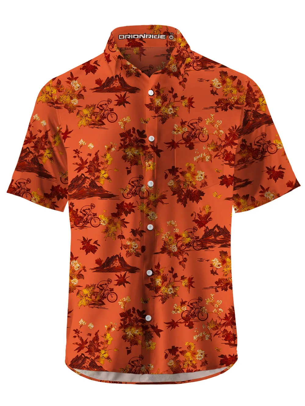 Orionride Fiery Red Leaves Zipper Pockets Ultra Lightweight Short Sleeves Gravel Shirt sold by Orionride