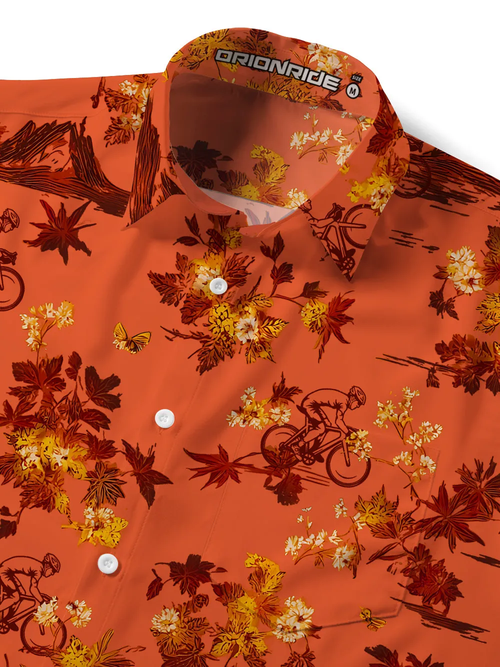 Orionride Fiery Red Leaves Zipper Pockets Ultra Lightweight Short Sleeves Gravel Shirt sold by Orionride product image thumbnail 5