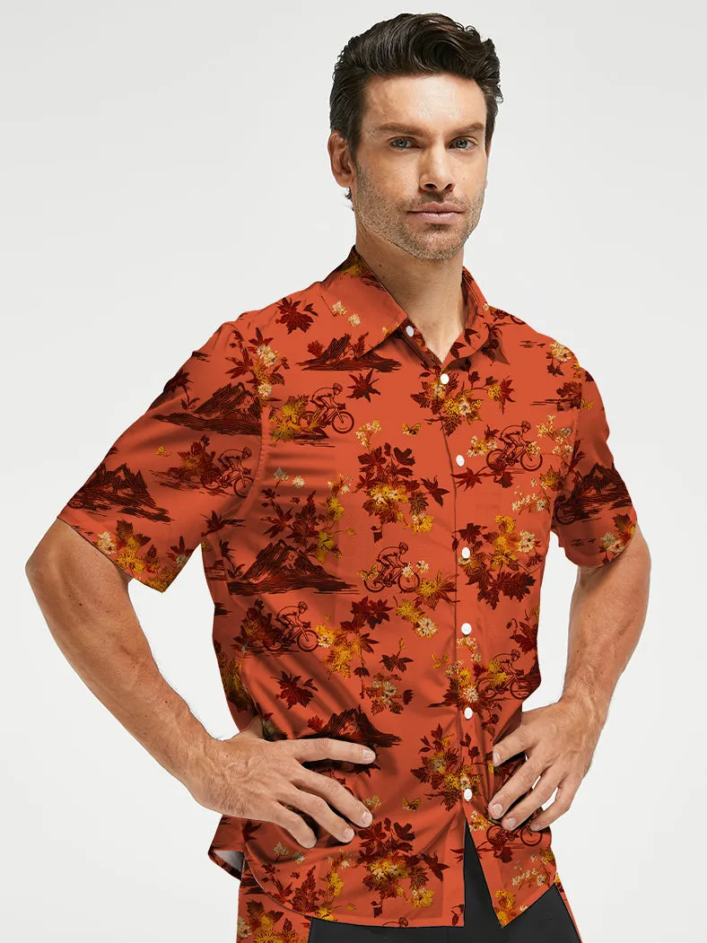 Orionride Fiery Red Leaves Zipper Pockets Ultra Lightweight Short Sleeves Gravel Shirt sold by Orionride product image thumbnail 2