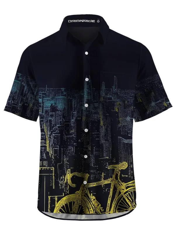 Orionride City Night View Zipper Pockets Ultra Lightweight Short Sleeves Gravel Shirt sold by Orionride