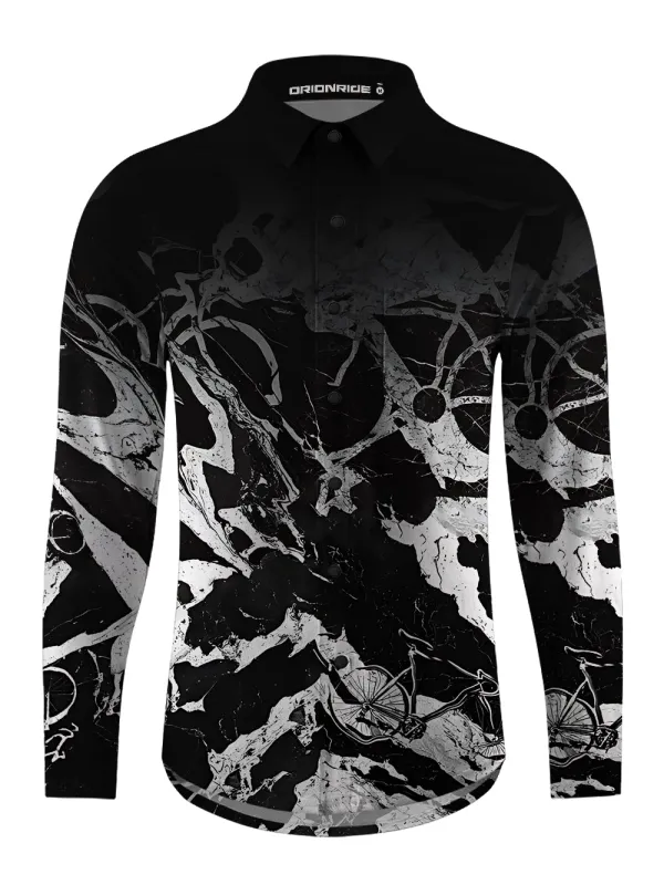 Orionride Abstract Bicycle Men's Stretchy Breathable Long Sleeve Gravel Shirt sold by Orionride