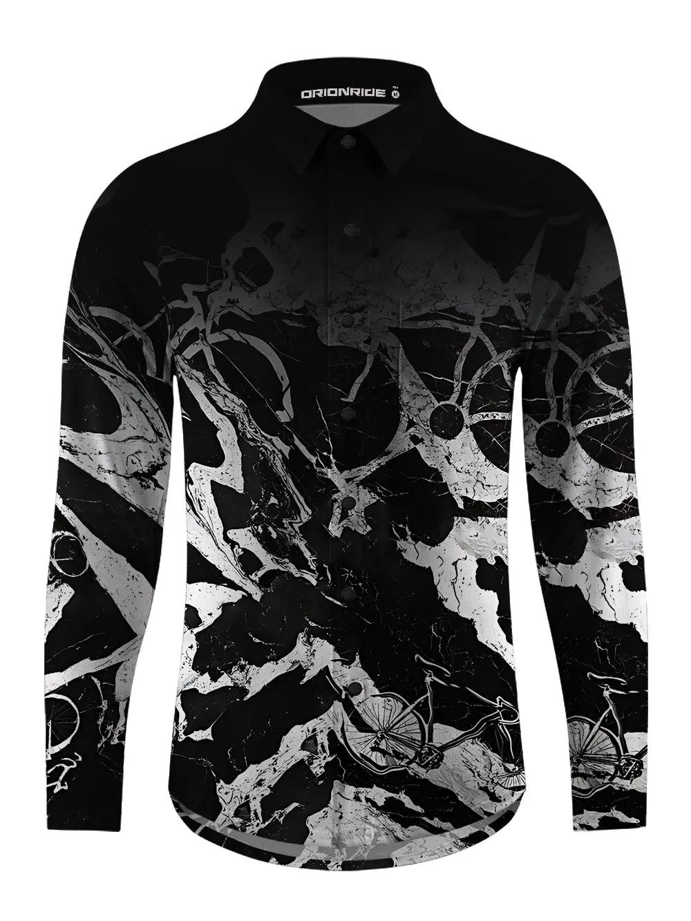 Orionride Abstract Bicycle Men's Stretchy Breathable Long Sleeve Gravel Shirt sold by Orionride