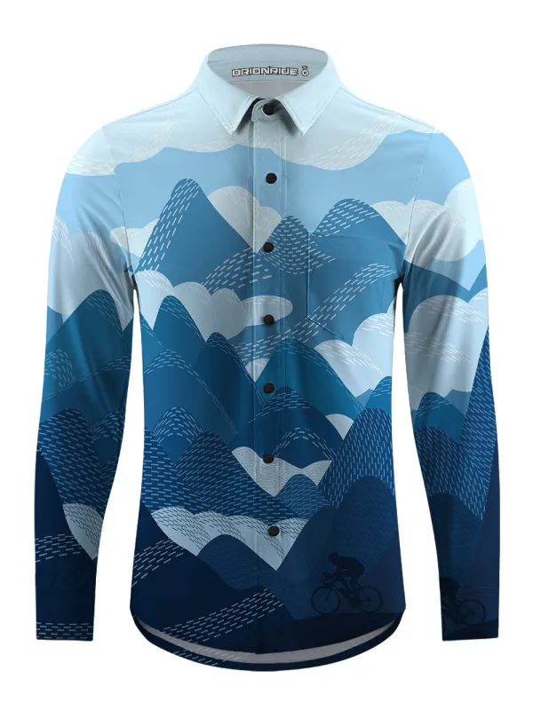 Orionride Wheel Mark Men's Stretchy Breathable Long Sleeve Gravel Shirt sold by Orionride