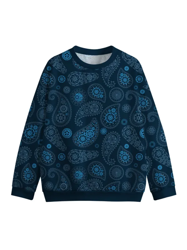 Orionride Vintage Cashew Flower Crew Neck Pullover Sweatshirt sold by Orionride