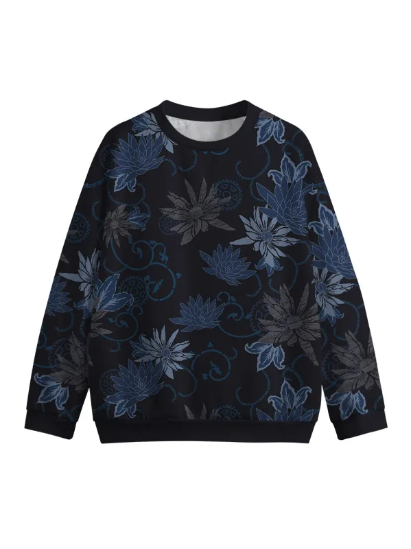 Orionride Dark Flowers Crew Neck Pullover Sweatshirt sold by Orionride