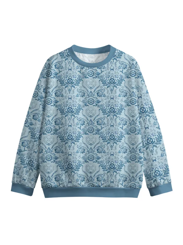 Orionride Chain Gear Flower Crew Neck Pullover Sweatshirt sold by Orionride