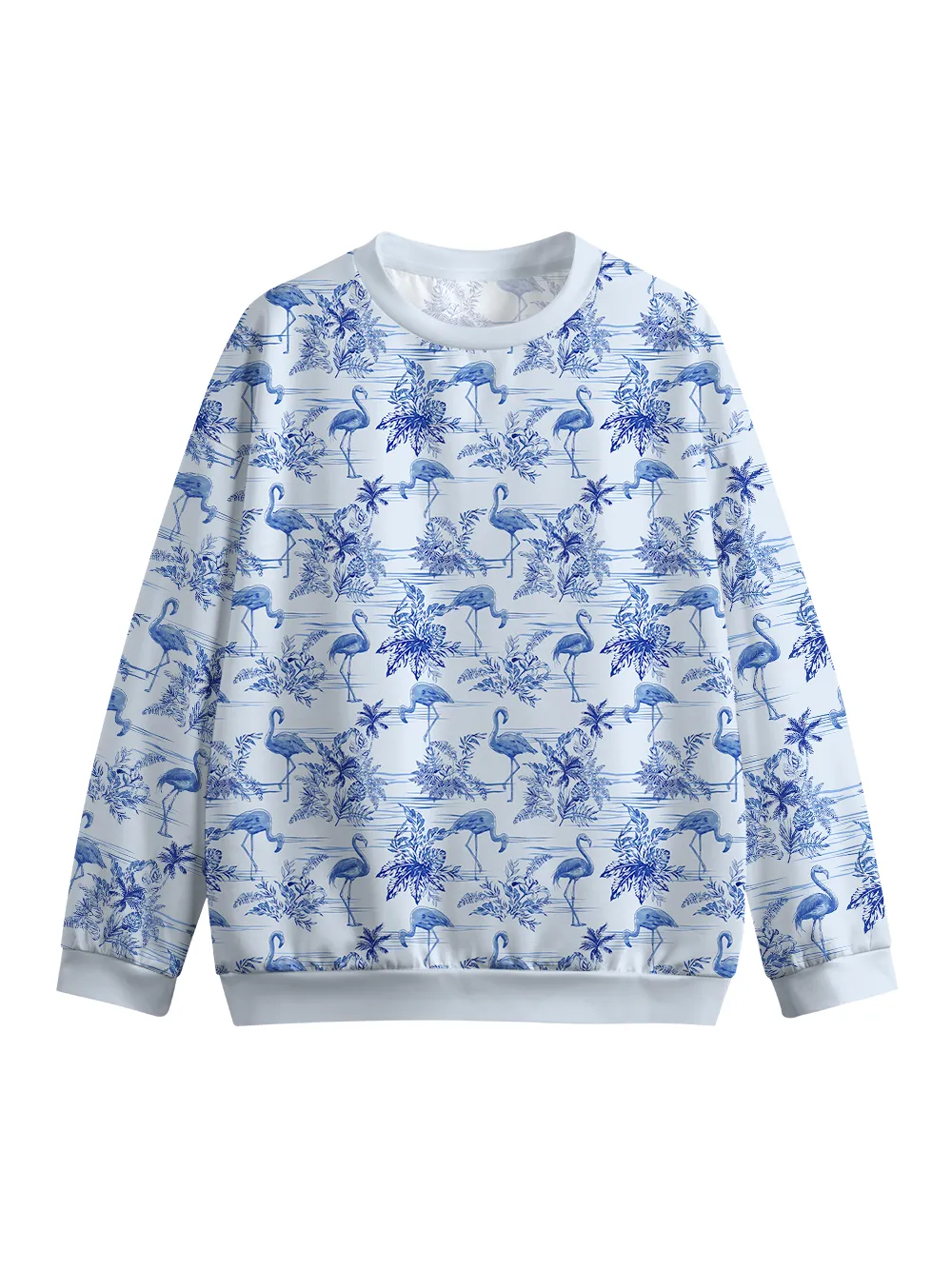 Orionride Blue Flamingo Crew Neck Pullover Sweatshirt sold by Orionride