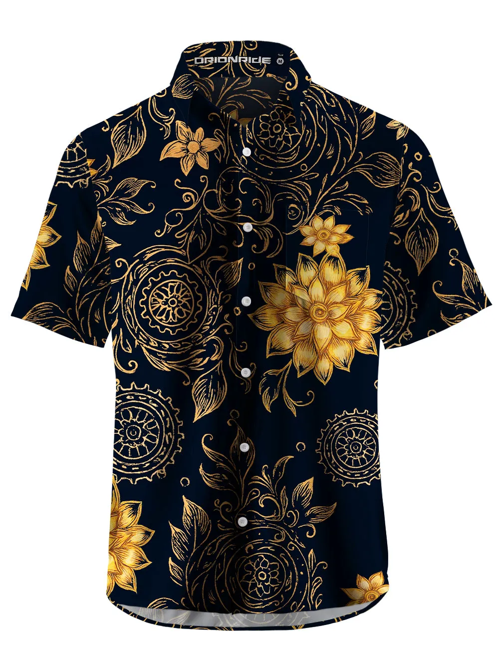 Orionride Golden Flowers Zipper Pockets Ultra Lightweight Short Sleeves Gravel Shirt sold by Orionride