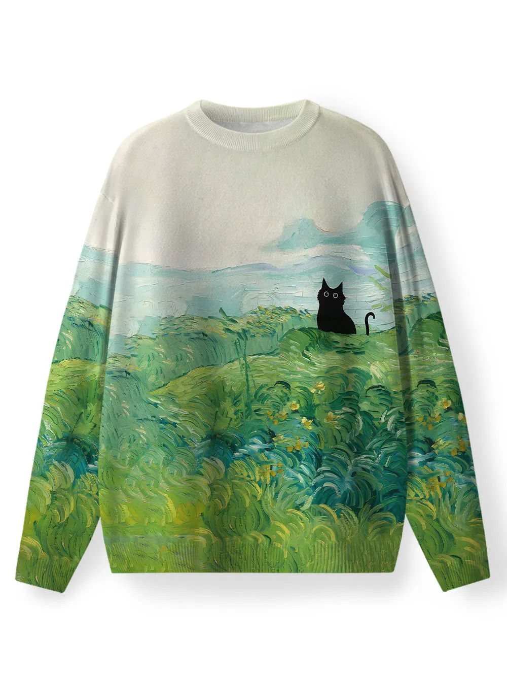 Orionride Oil Painting Black Cat Men's Sweaters sold by Orionride