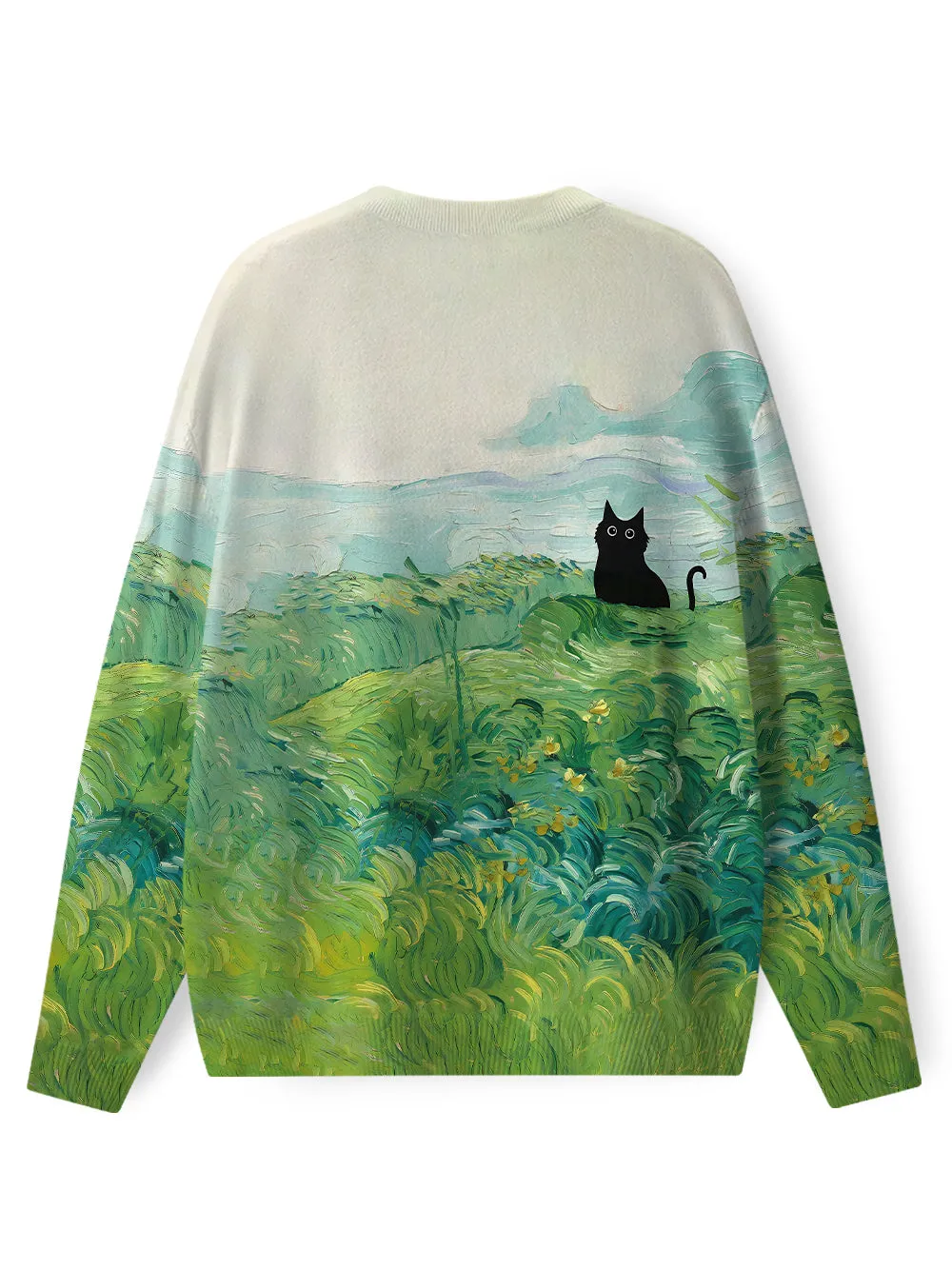 Orionride Oil Painting Black Cat Men's Sweaters sold by Orionride product image thumbnail 2
