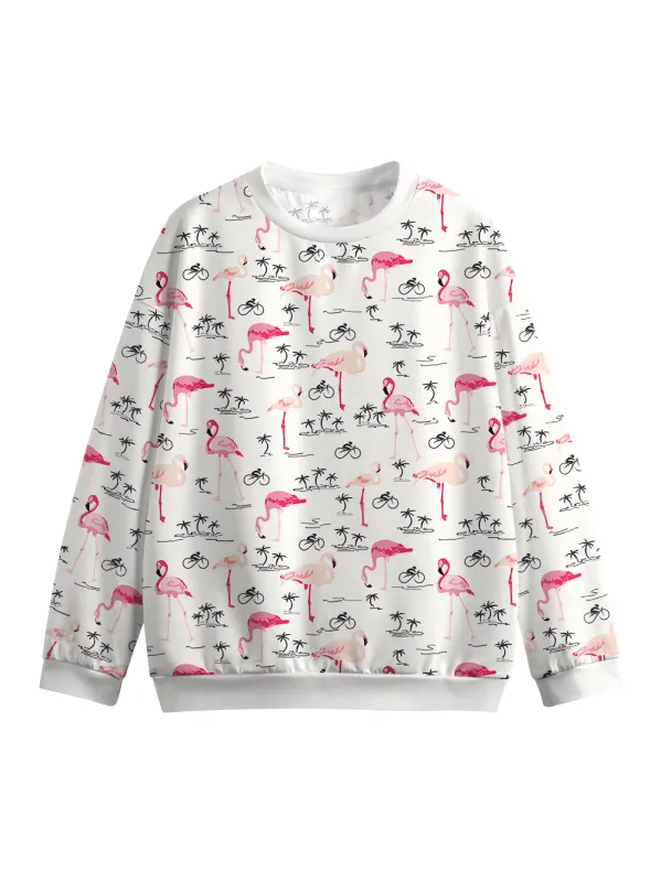 Orionride Pink Flamingo Women's Crew Neck Pullover Sweatshirt sold by Orionride