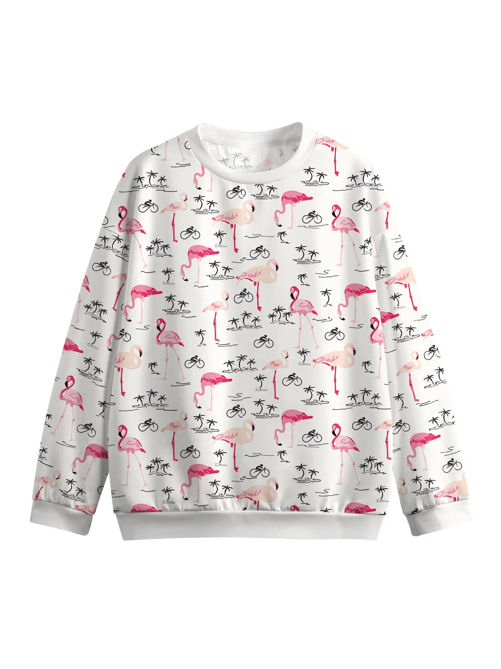 Orionride Pink Flamingo Women's Crew Neck Pullover Sweatshirt sold by Orionride