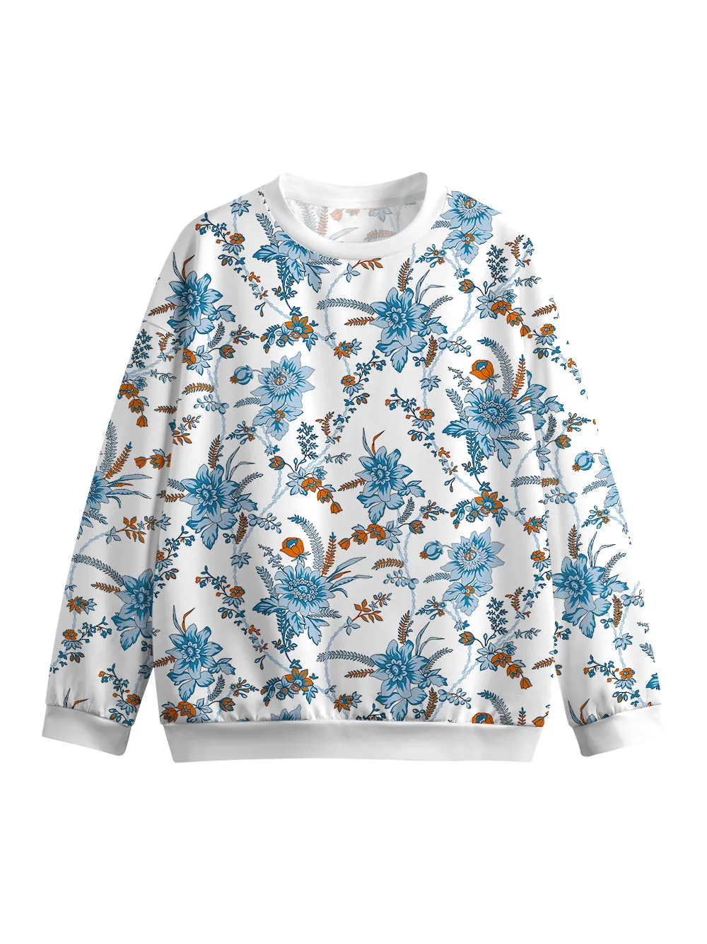 Orionride Blue Chain Flower Women's Crew Neck Pullover Sweatshirt sold by Orionride