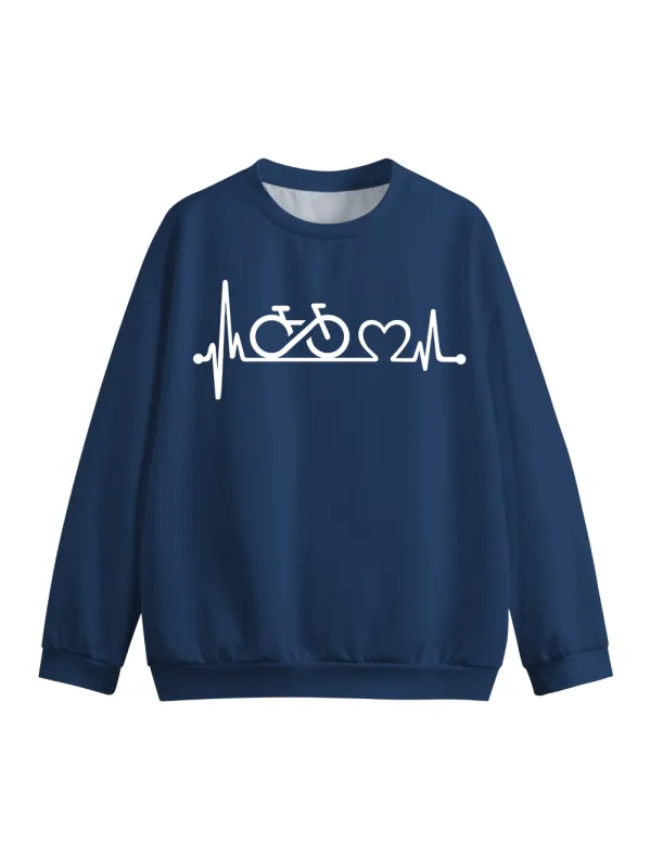 Orionride Bike Heartbeat Crew Neck Pullover Sweatshirt sold by Orionride