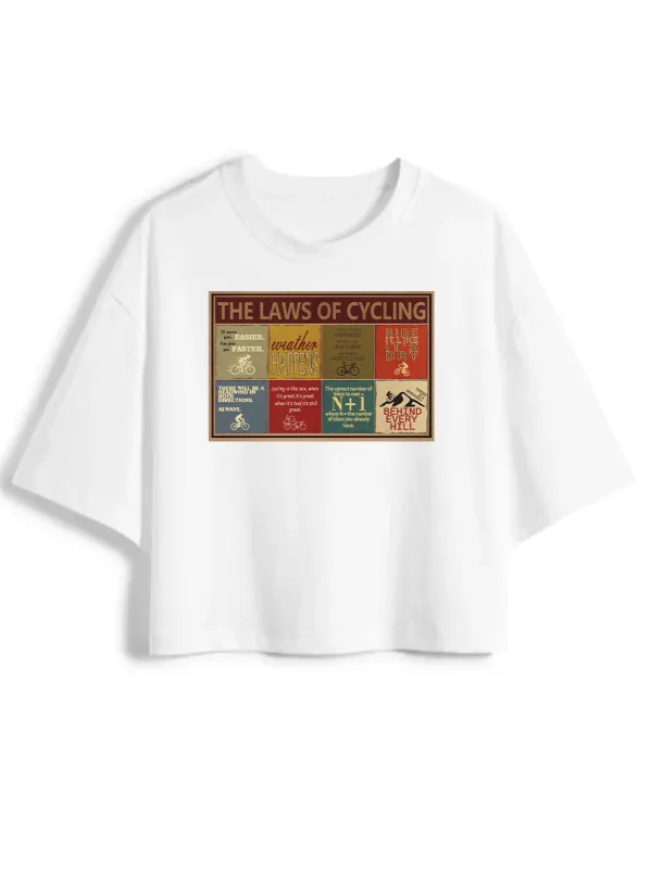 Orionride The Laws Of Cycling Women's Oversize Cycling Crop Tops sold by Orionride